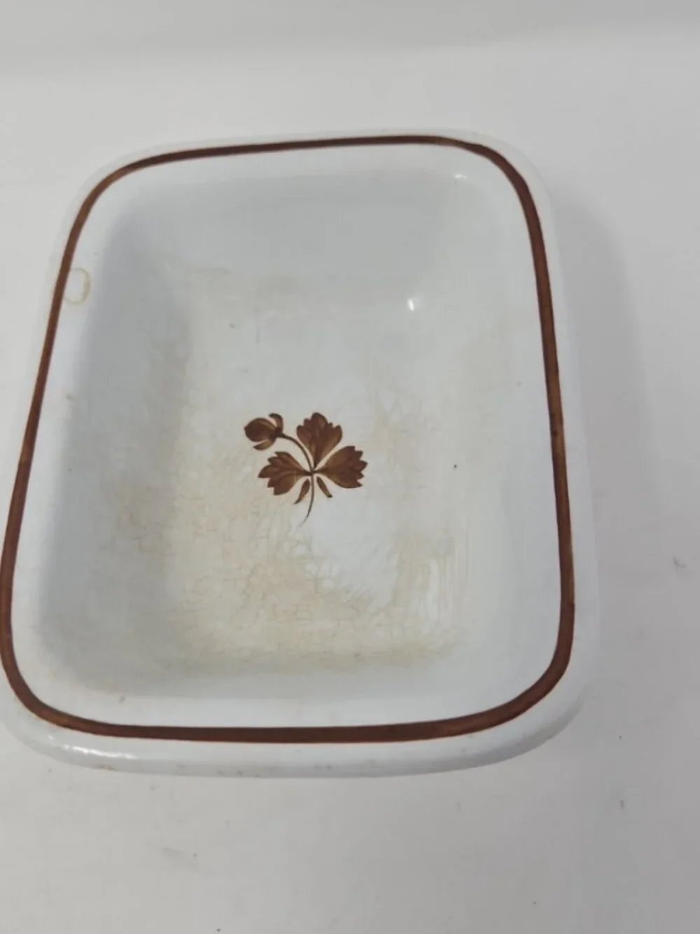 Antique 1800s Tea Leaf Ironstone Soap Dish Anthony Shaw England Copper Luster